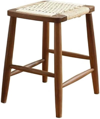 Houten Kruk - Schoenenbank Opstapje - Schoenen Wisselen - Rond en Glad - 45 cm - Houtkleur