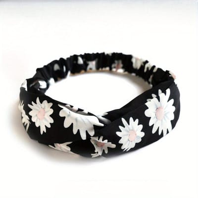 Mode femmes filles été bohème bandes de cheveux imprimer bandeaux Vintage croix Turban Bandage Bandanas bandeaux cheveux accessoires pour cheveux noir