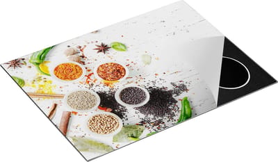 Chefcare Inductie Beschermer Kruidenbakjes op een Witte Houten Tafel - 70x50 cm - Afdekplaat Inductie - Kookplaat Beschermer - Inductie Mat
