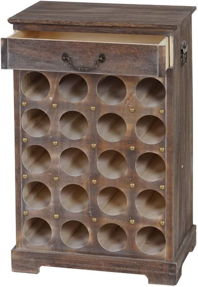 Wijnrek Lucan T324, flessenrek Rek voor 20 flessen, 76x48x31cm, shabby look, vintage ~ bruin