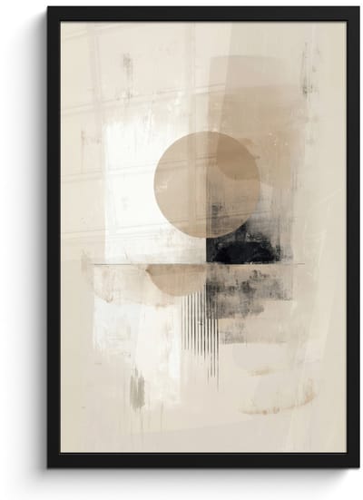 Poster in lijst - Fotolijst 40x60 cm - Posters - Cirkel - Compositie - Diepte - Beige - Posterlijst zwart - Decoratie - Wanddecoratie woonkamer - Muurdecoratie slaapkamer