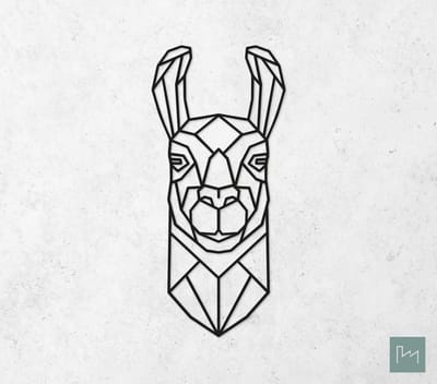 Laserfabrique Wanddecoratie - Geometrische Lama - Medium - Zwart - Geometrische dieren en vormen - Houten dieren - Muurdecoratie - Line art - Wall art