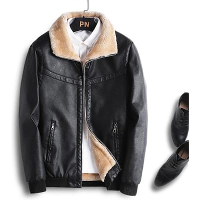 Heren Winter Fluweel Verdikt Motorleerjack Heren Bont Alles-in-één Jas Leren Jas 5XL gray