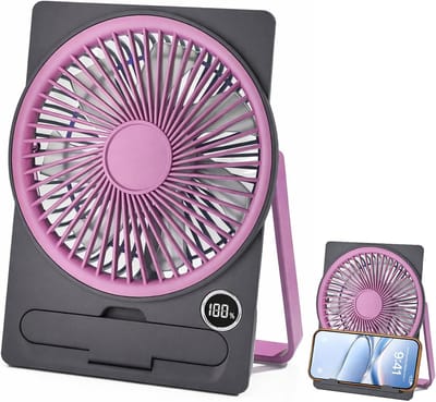 longziming -Draagbare Ventilator - Reizewaaier - Tafelventilator - 180° Draaibaar - Ophangbaar Design - Duurzaam Plastic - Fluisterstil Motor - Ideaal Voor Reizen - 1 Stuk