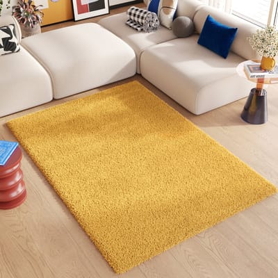 Tapiso Essence Vloerkleed Geel Hoogpolig Shaggy Tapijt Maat- 240x330