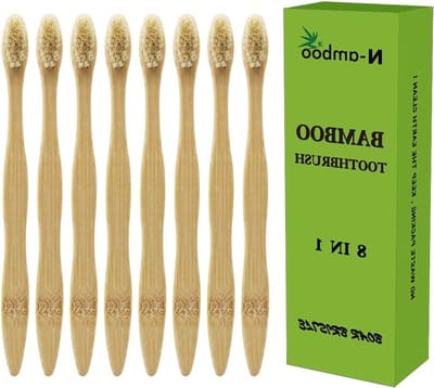 Bamboe Tandenborstels - Milieuvriendelijk Poetsen - Dagelijkse Mondverzorging - 100% Afbreekbaar Handvat - 8 Stuks - Natuurlijk
