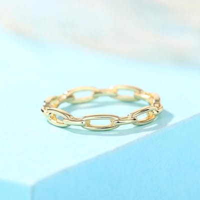 Huitan Chic Kettingvorm Vingerring Vrouwelijk Trendy Dagelijks Draagbare Sieraden Metalen Stijl Mode Veelzijdige Accessoires voor Vrouwen 10 beige