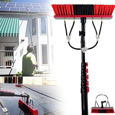 Glasbewassing Set - Reinigingsstok Zonnepanelen - Hoge Oppervlakken Schoonmaken - Watergevoede Telescoopsteel - Tot 9 Meter Uitschuifbaar