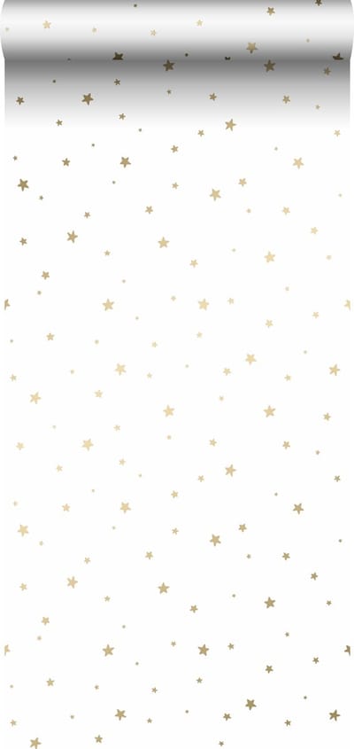 ESTAhome behang sterretjes wit en goud - 53 cm x 10.05 m - 139259