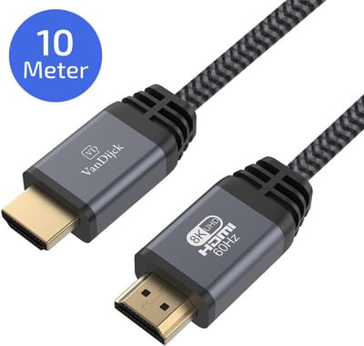 VanDijck Premium HDMI kabel 2.1 - 10 meter - 4K 120Hz - 8K 60Hz - Grijs