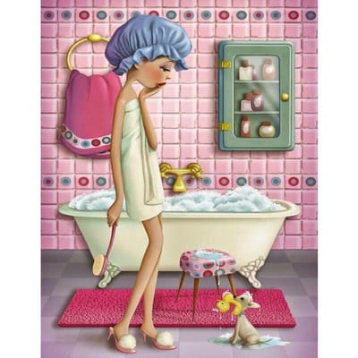 Badkamer vrouw volledige ronde diamant borduurwerk 5D Diamond schilderij kruissteek 20X30CM gray