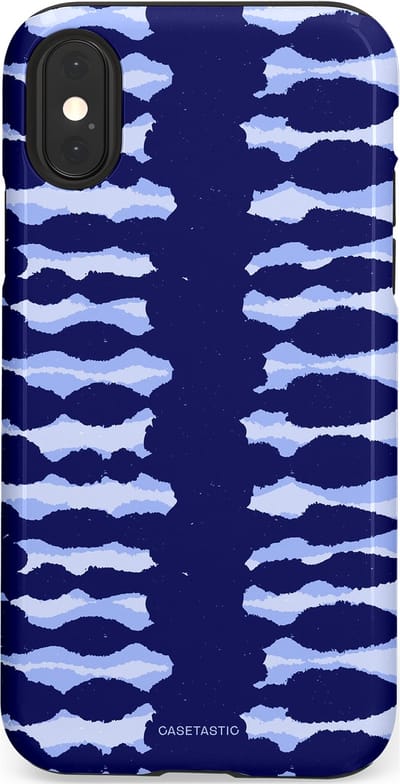 Casetastic Hoesje Geschikt voor Apple iPhone X/Xs - Stijlvolle Beschermende Duo-layer Case - Golven in blauw
