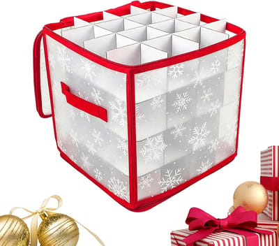 Opbergdoos Kerstversiering - Kerstballen Organizer - Veilige Opslag - 36 Vakken Rits - 30x30x8cm - Grijs