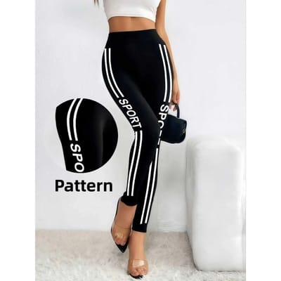 Dames Zwarte Sport Leggings met Letters Hoge Taille Hoge Stretch Slim Fit Trainings Yoga Broek Buiten Sportkleding M black