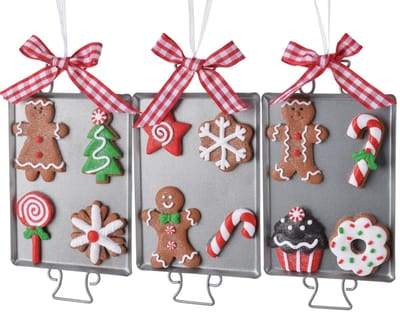 Dailygoods- Peperkoekman Set van 3 - Hangende Ornamenten - Kerstboomdecoratie - Duurzaam PVC - Glitterend/Flocking - Fantasievolle Versiering - Kerstornamenten