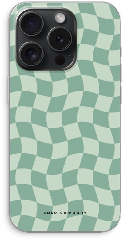 Case Company® - Hoesje geschikt voor iPhone 15 Pro hoesje - Grid Groen - Soft Cover Telefoonhoesje - Bescherming aan alle Kanten en Schermrand
