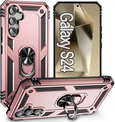 Hoesje Geschikt voor Samsung Galaxy S24 hoesje Hybrid Armor Anti-Shock hoesje Rose Goud - Galaxy S24 5G Hoesje kickstand Ring houder cover TPU backcover hoesje