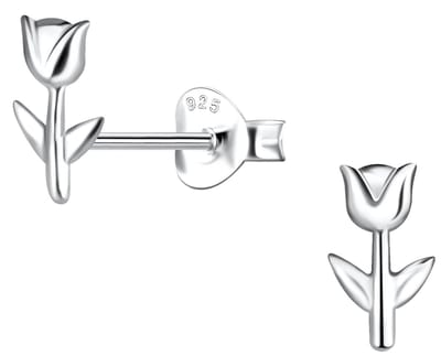 Joy|S - Zilveren tulp oorbellen - bloem oorknopjes - 5 x 8 mm - gepolijst