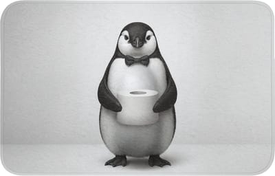 WC mat 80x50 cm - Antislip - Pinguïn - WC rol - Wit - Toiletmat - Vloermat - Douchemat - Toilet tapijt - Toiletmatten