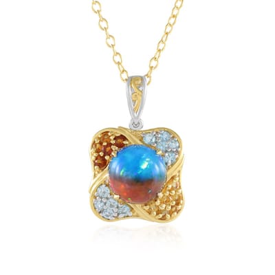 Cavill - Elegante Damesketting - 925 Sterling Zilver Verguld - Ethiopische Opaal 2 304 ct - Citrien en Topaas 3 357 ct