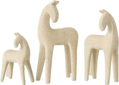 J-Line decoratie Paard Modern - polyresin - beige - set van 3