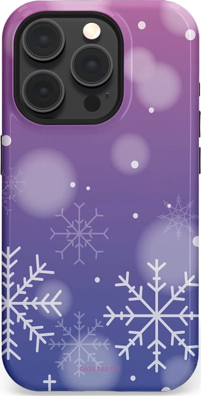 Casetastic hoesje geschikt voor Apple iPhone 15 Pro - MagSafe - Dubbellaagse bescherming - Winter Sneeuw Paarse Roze Gloed - Fashion Case - Lavendel