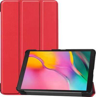 Hoes - Geschikt voor Samsung Galaxy Tab A 8.0 (2019) - Dun & Stevig - Trifold Bookcase - Hard Cover - Hardcover Book Case - Tablet Hoesje - Rood