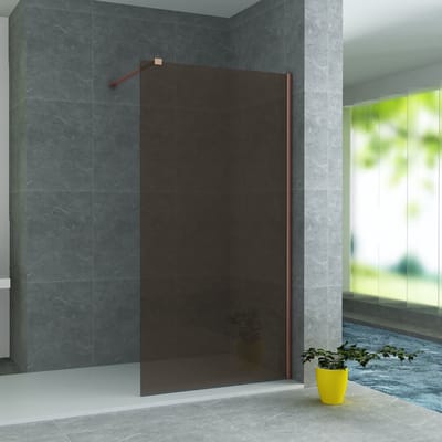 ALONI douchewand champagneglas met koperen profiel – 80x200 cm – 8 mm veiligheidsglas