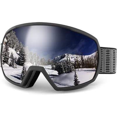 Schokbestendige ski-bril voor heren dames anti-condens UV-bescherming sneeuwbril grijs