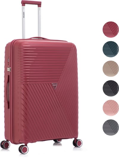 TRALEX - Voyager - Grote koffer - 97L - 76x49x29cm - Polypropyleen - Harde schaal - TSA-slot - Lichtgewicht - Flexibel - Duurzaam - Stille (rubberen) wielen - Dubbele Spinner-wielen - Wine Red