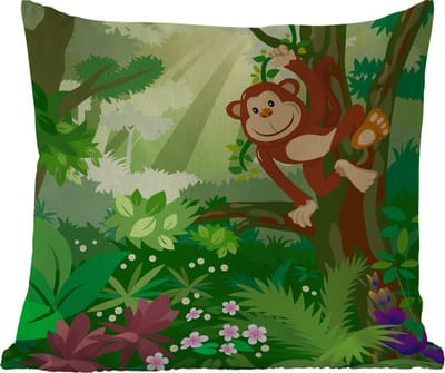 Tuinkussen - Aap - Jungle - Jongens - Meisjes - Bloemen - Kids - 40x40 cm - Weerbestendig