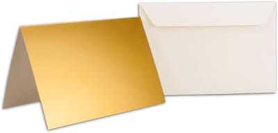 Vouwkaarten met Enveloppen - Kaarten Set - Feestelijke Communicatie - Goud Metallic Papier - DIN B6 - Goud