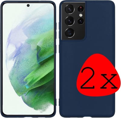 Hoesje 2 Stuks - Geschikt voor Samsung Galaxy S21 Ultra - Sterk & Shockproof - Case Siliconen - Back Cover - Telefoon Hoes - Donkerblauw