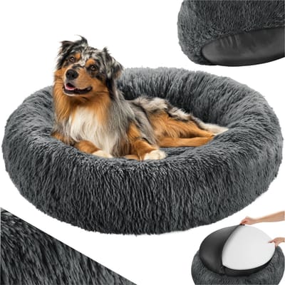tectake® Hondenmand voor grote honden - Kattenmand - Wasbaar hondenkussen op de grond - Donzige hondenmand - Pluchen kussen hondenmand - Hondenbed - Hondenaccessoire - Ø 80cm