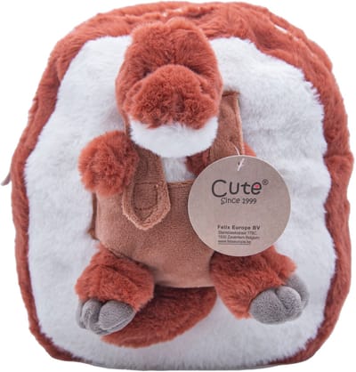 Cute since 1999 - Dinosauruspark - Roodbruine Dinosaurus rugzak - Boekentas kleuter - Zachte rugtas meisjes en jongens - 25x21 cm