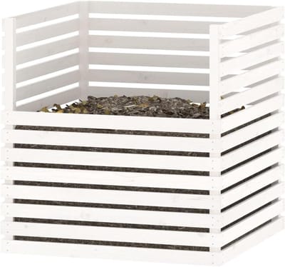 Compostbak Hout - Compostvat Tuin - Afval Verwerken - Stevig Frame - 100x100x102 cm - Wit
