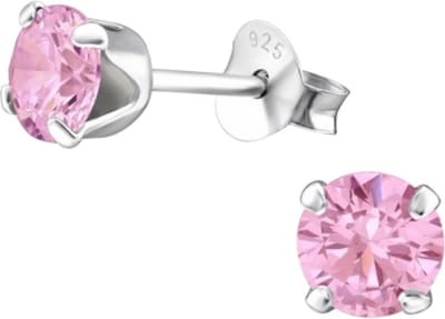 Fako Bijoux® - Kinderoorbellen - 925 Zilver - Zirkonia - 5x5mm - Roze