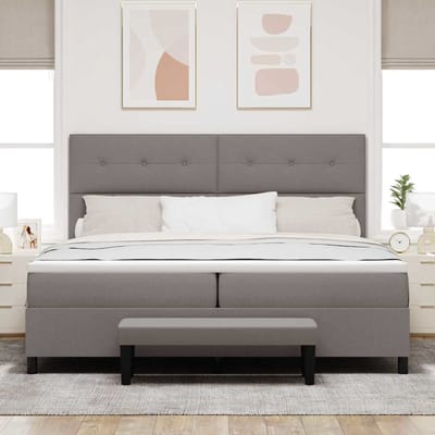 vidaXL - Boxspring - bed - met - hoofdeinde - Taupe - 200 - x - 200 - cm - Stof