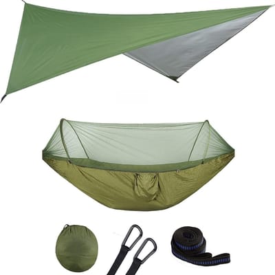 Hangmat Tent - Kampeer Hangmat - Buiten Ontspannen - Met Waterdichte Luifel - 250 x 120 cm - Donkerblauw