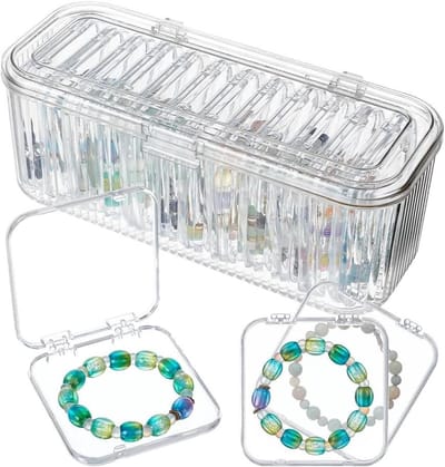 Sieraden Opbergdoos - Juwelendoos Organizer - Sieraden Overzichtelijk Houden - Stapelbaar Transparant Ontwerp - 24x11x9.7 cm - Transparant