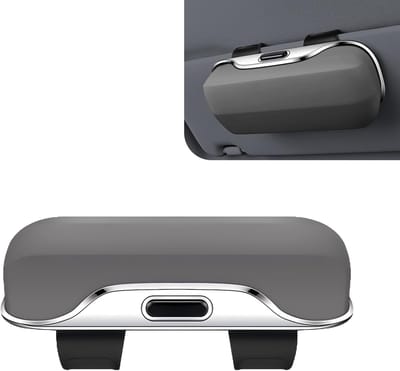 Brillenkoker - Autobrillenkoker - Brillenopbergdoos - Brillendoos - Zonnebrilhouder - Zonnebrillenkoker - Autobrilclip - Autozonnebrilhouder - Brilhouder - Zonnebrillen accessoires - voor de meeste auto's, SUV's en vrachtwagens - 18.5*6.5*8cm - grijs