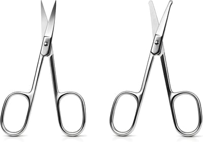 Professionele wenkbrauwschaar met afgeronde punt en spiegelglans, ideaal voor precisie en neushaarverzorging, eenvoudig schoon te maken en duurzaam