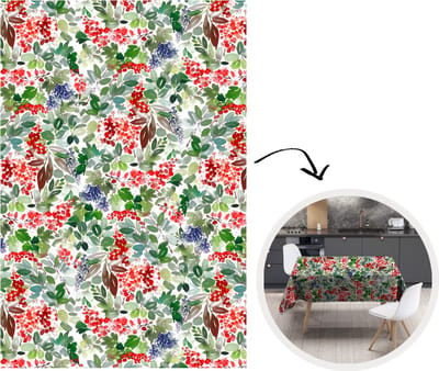 Kerst Tafelkleed - Kerstmis Decoratie - Tafellaken - Kerst - Waterverf - Rood - 150x220 cm - Kerstmis Versiering