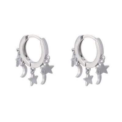 Jobo By JET - Dames oorbellen - Ster en Maan - Zilverkleurig -