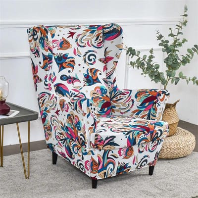 Tropische Plant Vleugelstoelhoes Elastisch Spandex Relax Fauteuilhoezen Scandinavisch Verwijderbare Bankovertrek Meubelbeschermhoes