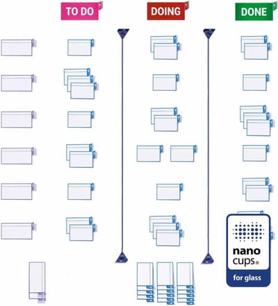 Basis scrum kanban board kit - nanocups voor glas