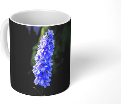 Mok - Koffiemok - Bloemen - Blauw - Dennenboom - Mokken - 350 ML - Beker - Koffiemokken - Theemok