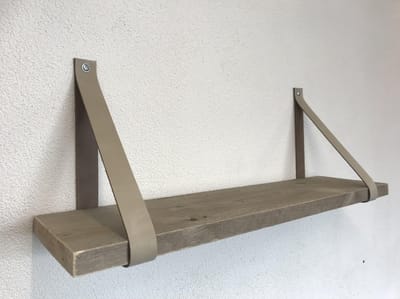 leren plankdragers ecru. Plankendragers Echt ecru leer – Perfect voor steigerhouten planken – Set van 2 Echt lederen plankendragers