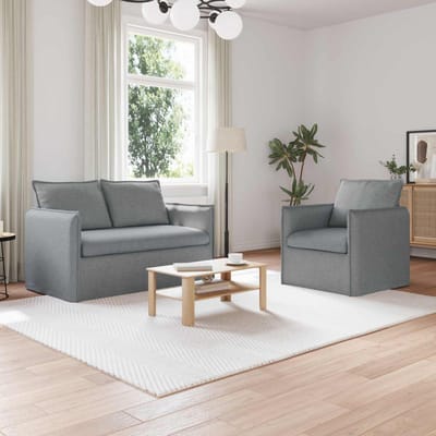 vidaXL Bankstel 2 pcs Lichtgrijs 136 x 82 x 85 cm Stof