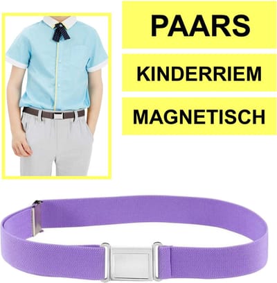 Fako Fashion - Kinderriem Elastisch Magnetisch - Elastische Riem Voor Kinderen - Rekbare Riem - Broekriem - Stretch Riem - Paars